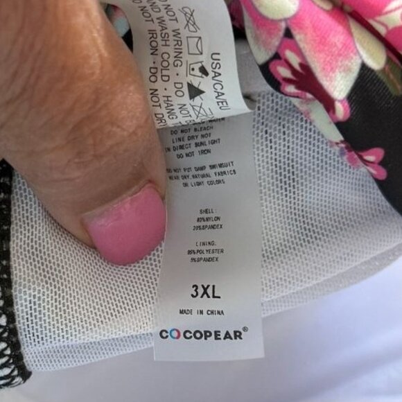 Cocopear Womens Black Floral One-Piece Swimsuit With Crossover Straps Size 3XL - Picture 4 of 14